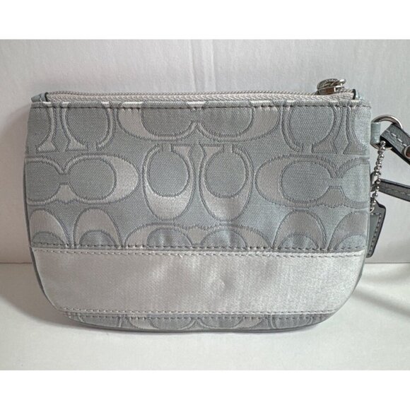 Coach Signature Gray Wristlet Pouch with mini hang tag 7”x4.5” - Picture 4 of 10